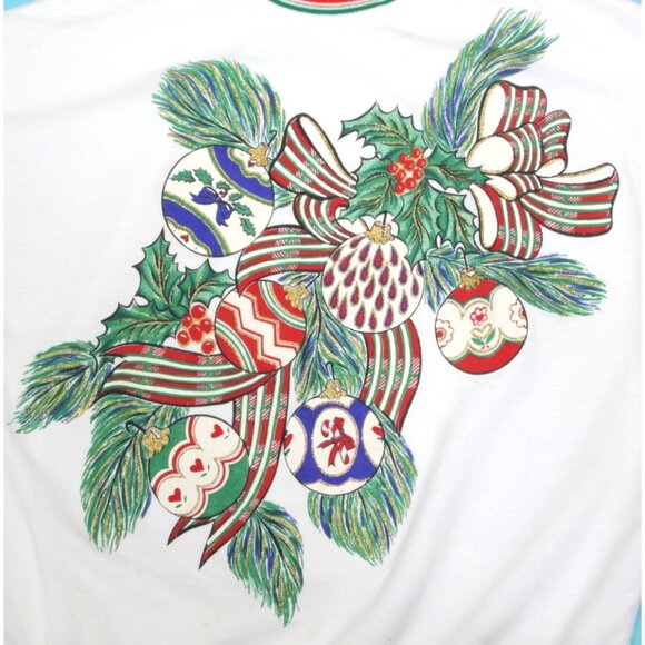 Vtg NUTCRACKER Ugly Christmas Glitter Ornaments Womens Sweatshirt Collar XL /204 - Picture 2 of 5
